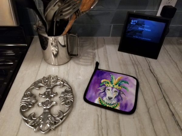 Borzoi King of Mardi Gras Pair of Pot Holders Online - Image 3