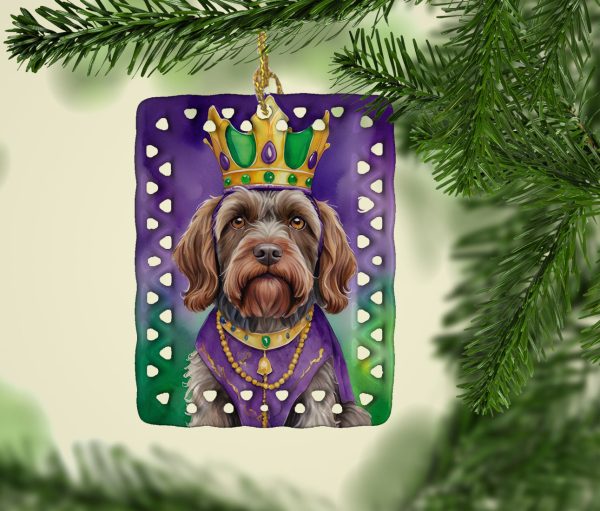 Wirehaired Pointing Griffon King of Mardi Gras Porcelain Ornament Discount - Image 2
