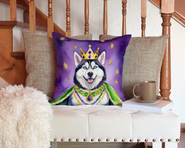 Siberian Husky King of Mardi Gras Throw Pillow Hot on Sale - Image 3