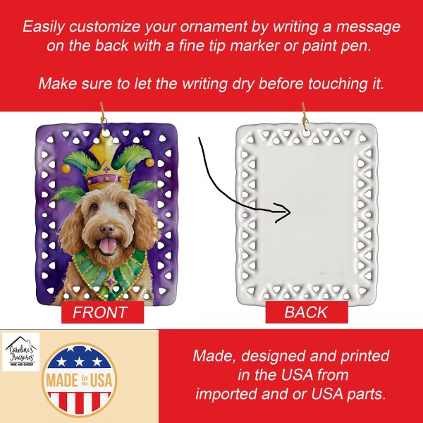 Labradoodle King of Mardi Gras Porcelain Ornament Cheap - Image 3