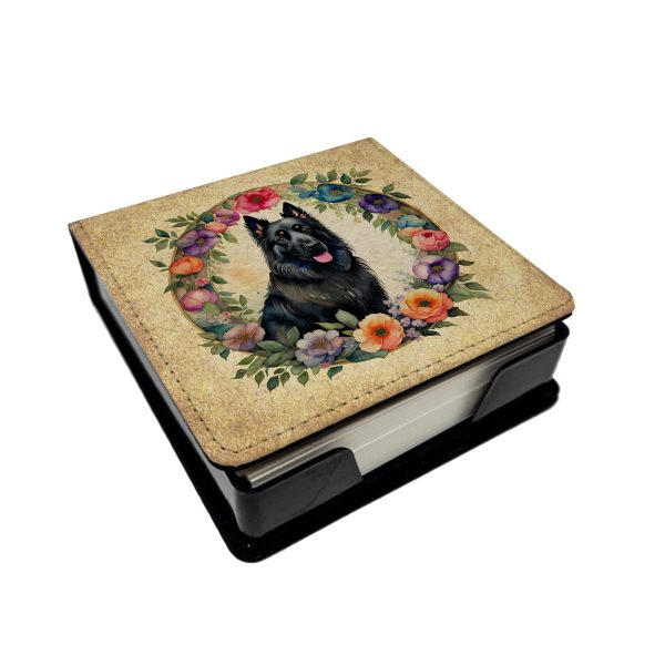 Belgian Sheepdog and Flowers PU Leather Note Paper Holder on Sale