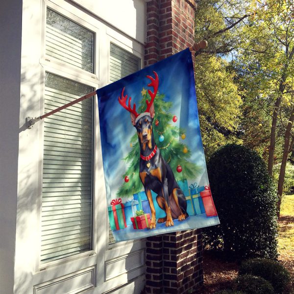 Doberman Pinscher Christmas Reindeer House Flag Cheap - Image 2