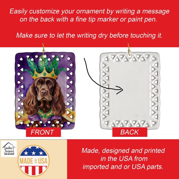 Cocker Spaniel King of Mardi Gras Porcelain Ornament For Discount - Image 3