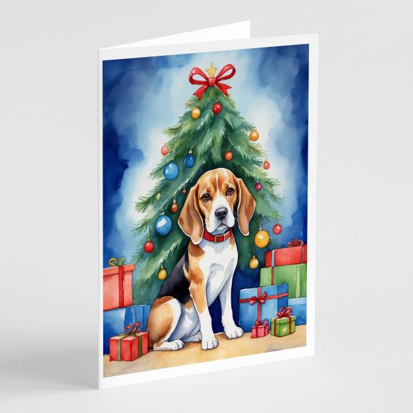 Beagle Christmas Reindeer Greeting Cards Pack of 8 Online now