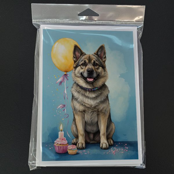 Norwegian Elkhound Happy Birthday Greeting Cards Pack of 8 Hot on Sale - Image 3