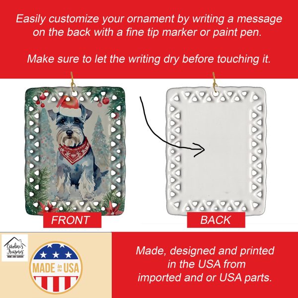Schnauzer Christmas Porcelain Ornament on Sale - Image 3