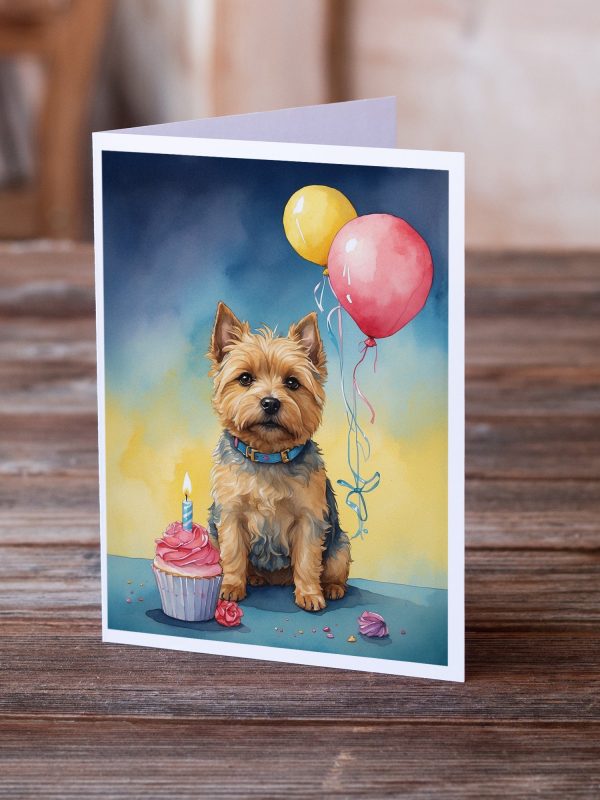 Norwich Terrier Happy Birthday Greeting Cards Pack of 8 For Sale - Image 2