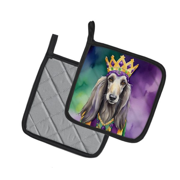 Afghan Hound King of Mardi Gras Pair of Pot Holders Online Sale - Image 2