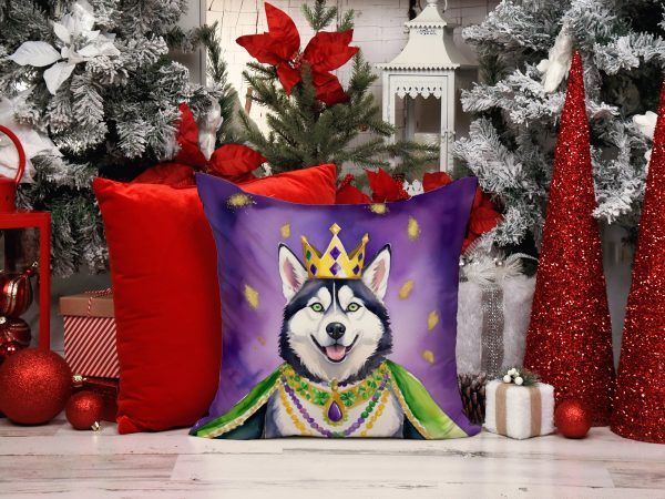 Siberian Husky King of Mardi Gras Throw Pillow Sale - Image 5