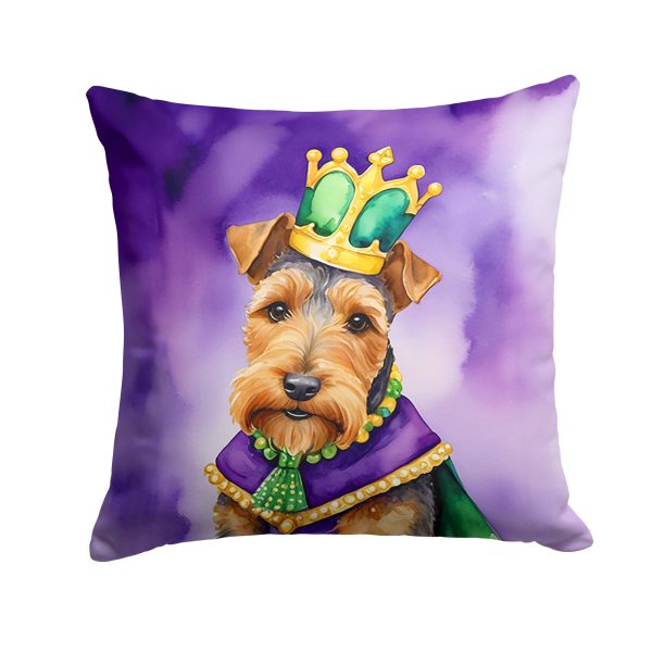 Welsh Terrier King of Mardi Gras Throw Pillow For Sale