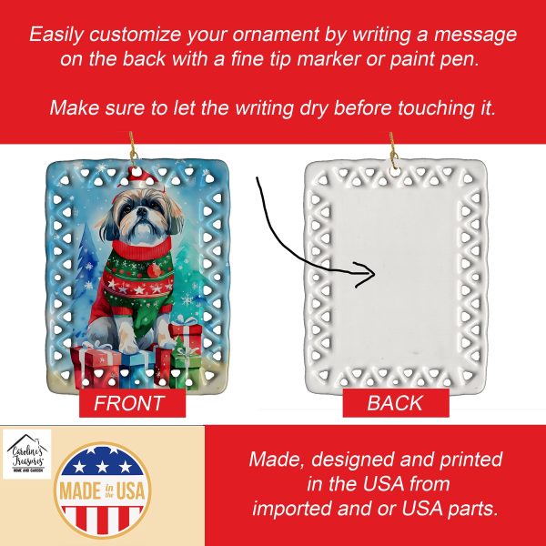 Shih Tzu Christmas Porcelain Ornament Supply - Image 3