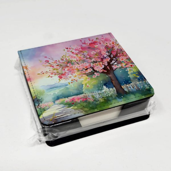 Michigan Apple Blossoms in Watercolor PU Leather Note Paper Holder Supply - Image 4