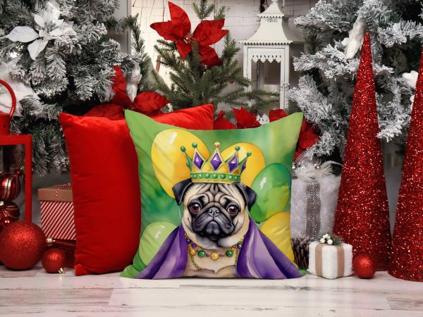 Pug King of Mardi Gras Throw Pillow Online Hot Sale - Image 5