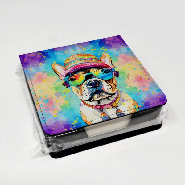 French Bulldog Hippie Dawg PU Leather Note Paper Holder For Sale - Image 4