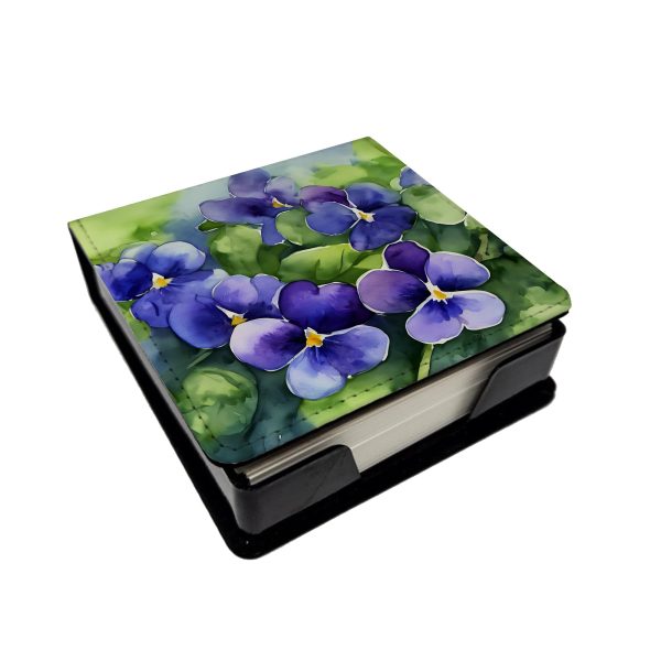 Rhode Island Violets in Watercolor PU Leather Note Paper Holder For Sale
