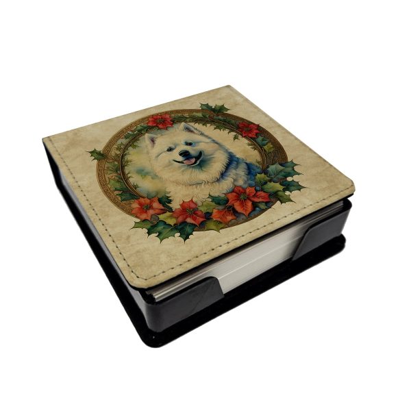 Samoyed Christmas Flowers PU Leather Note Paper Holder Hot on Sale