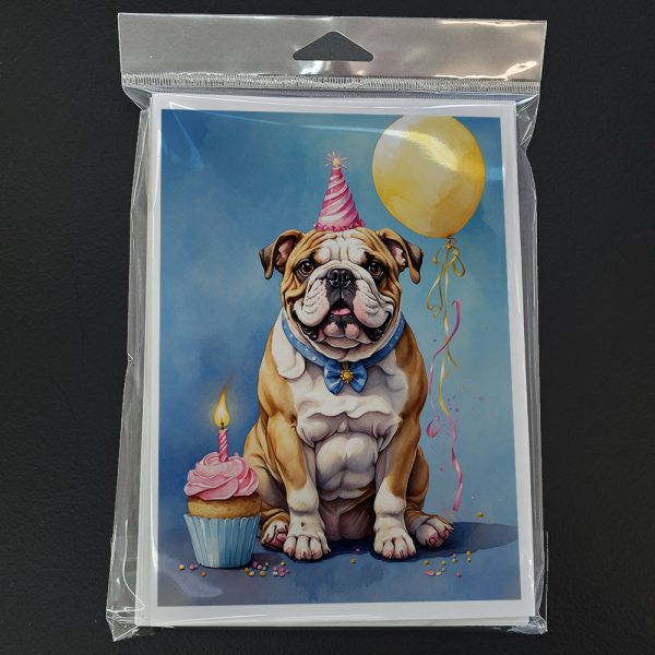 English Bulldog Happy Birthday Greeting Cards Pack of 8 Online now - Image 3
