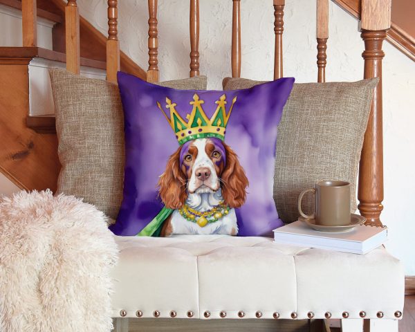Welsh Springer Spaniel King of Mardi Gras Throw Pillow Online - Image 3
