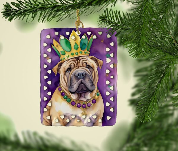 Shar Pei King of Mardi Gras Porcelain Ornament Cheap - Image 2