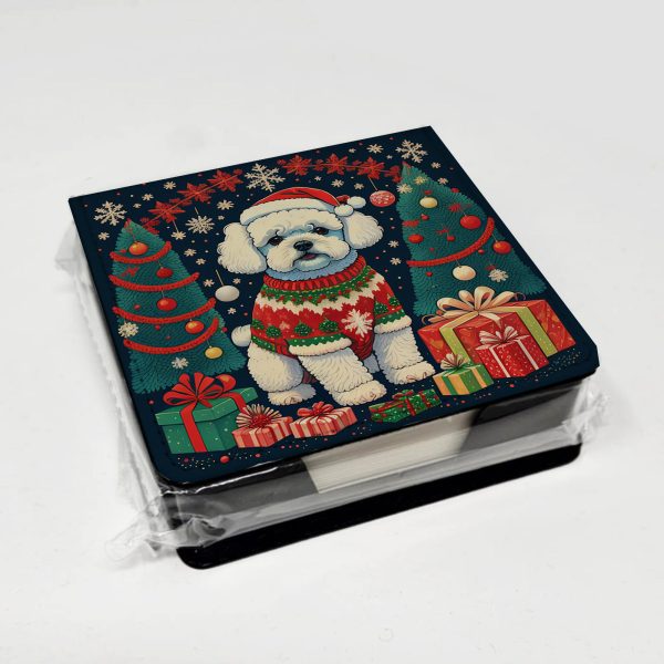 Bichon Frise Christmas PU Leather Note Paper Holder Supply - Image 4