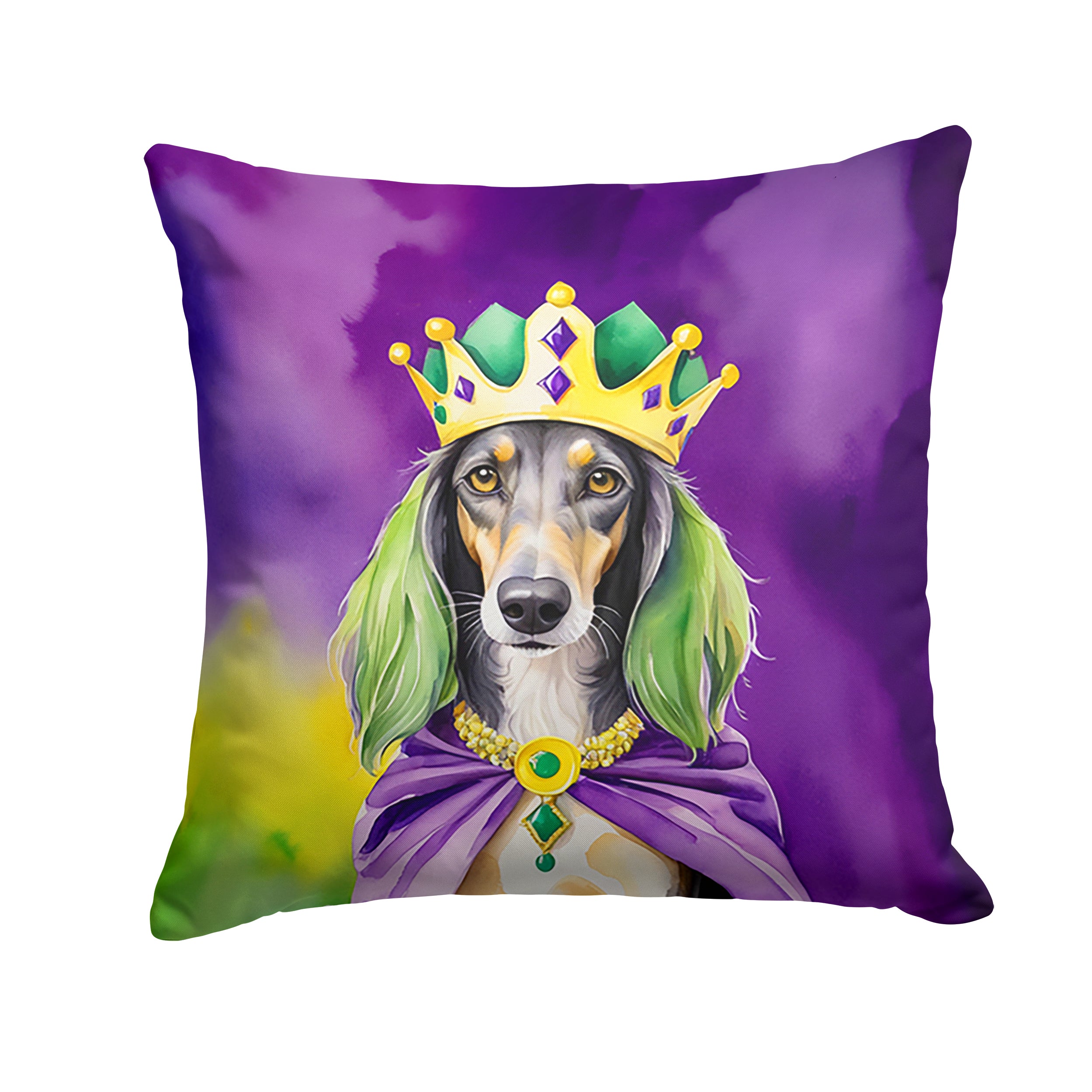 Saluki King of Mardi Gras Throw Pillow Cheap