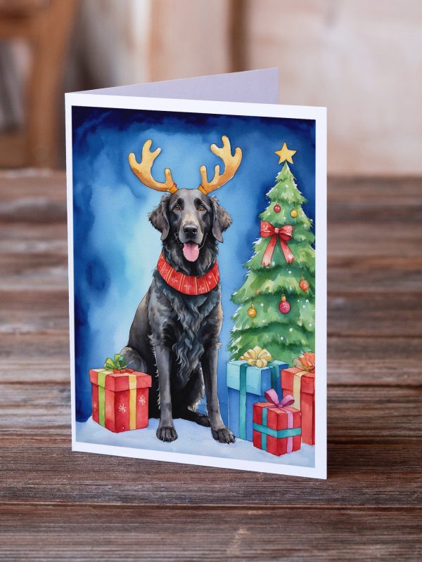 Curly-Coated Retriever Christmas Reindeer Greeting Cards Pack of 8 Online - Image 2