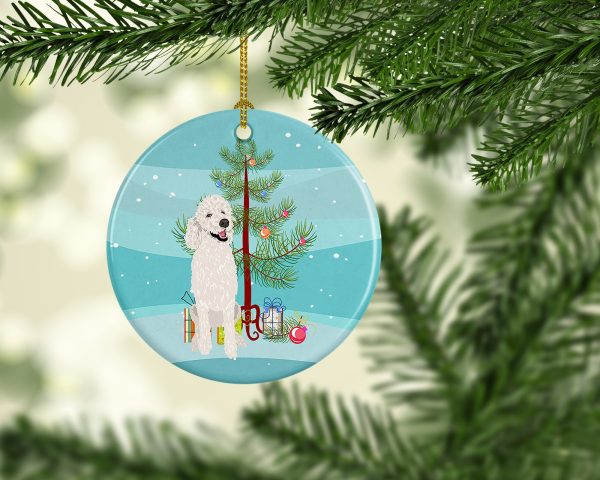 Poodle Standard White Christmas Ceramic Ornament Supply - Image 2