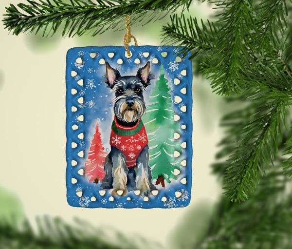 Schnauzer Christmas Porcelain Ornament on Sale - Image 2