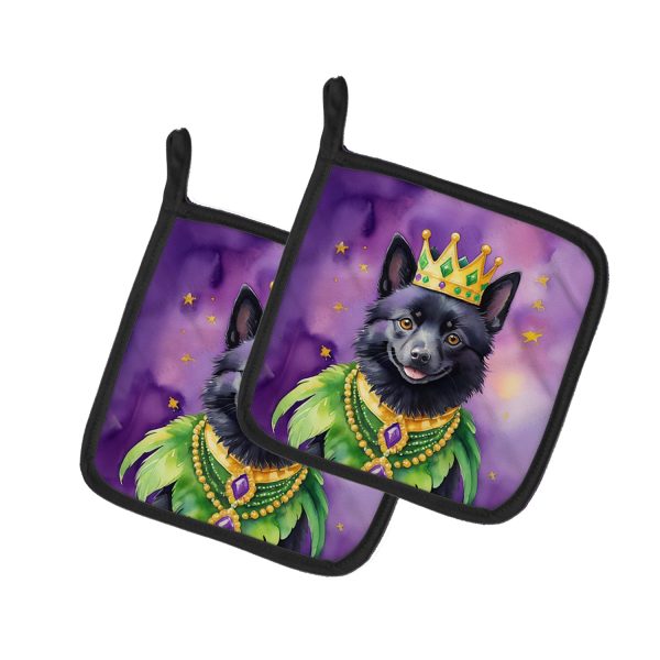 Schipperke King of Mardi Gras Pair of Pot Holders Online Sale