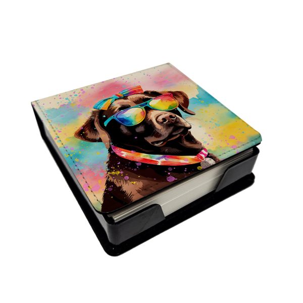 Chocolate Labrador Hippie Dawg PU Leather Note Paper Holder on Sale
