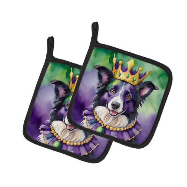 Border Collie King of Mardi Gras Pair of Pot Holders Online Sale