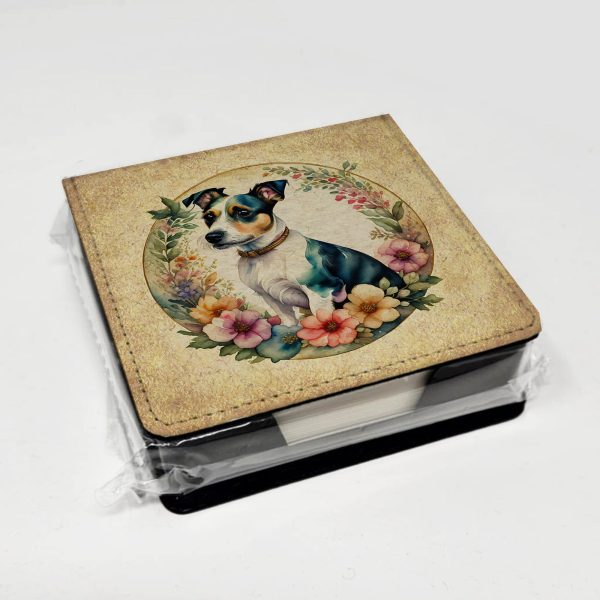 Jack Russell Terrier and Flowers PU Leather Note Paper Holder Supply - Image 4