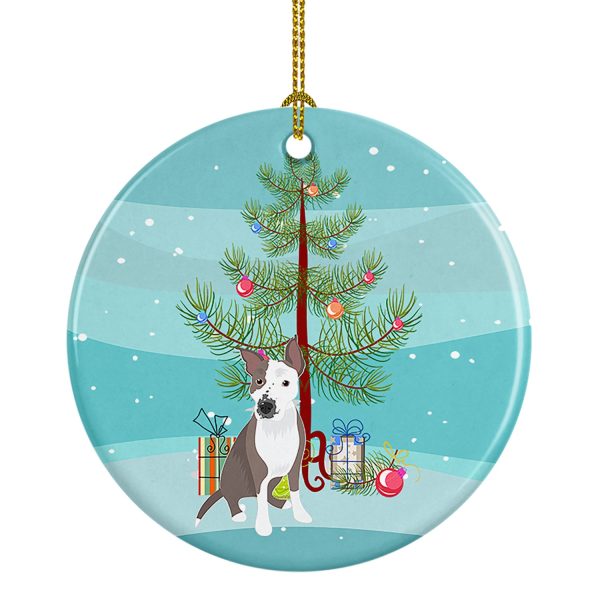 Pit Bull Blue #4 Christmas Ceramic Ornament For Sale