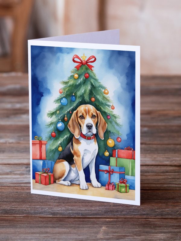Beagle Christmas Reindeer Greeting Cards Pack of 8 Online now - Image 2
