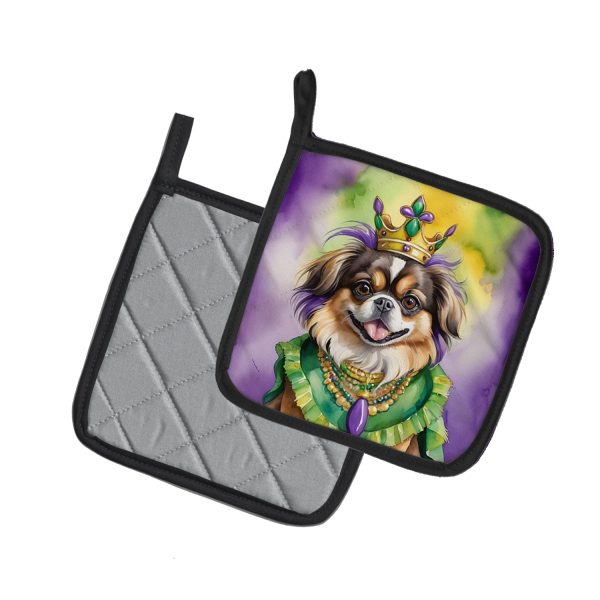 Tibetan Spaniel King of Mardi Gras Pair of Pot Holders Supply - Image 2