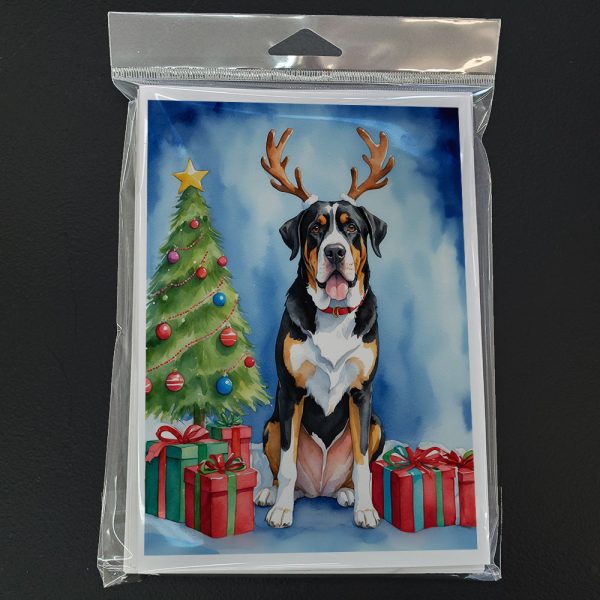 Greater Swiss Mountain Dog Christmas Reindeer Greeting Cards Pack of 8 For Cheap - Image 3
