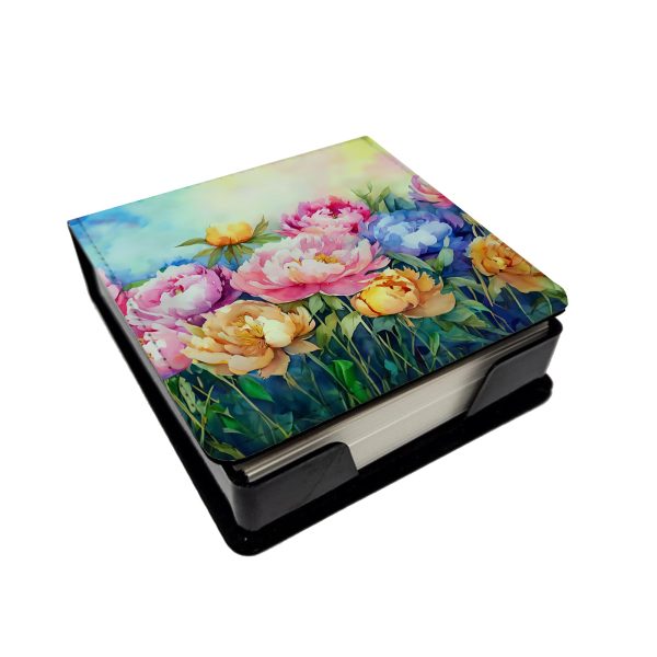 Peonies in Watercolor PU Leather Note Paper Holder Online