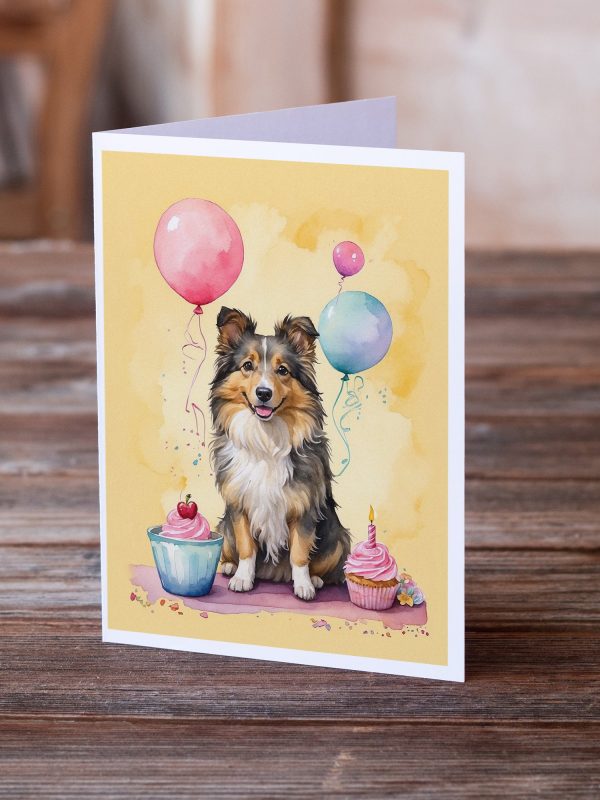 Sheltie Happy Birthday Greeting Cards Pack of 8 For Cheap - Image 2