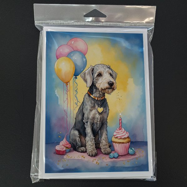 Bedlington Terrier Happy Birthday Greeting Cards Pack of 8 For Cheap - Image 3