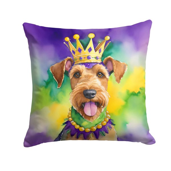 Airedale Terrier King of Mardi Gras Throw Pillow Online Sale