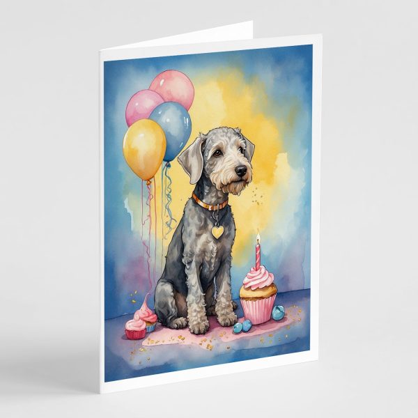 Bedlington Terrier Happy Birthday Greeting Cards Pack of 8 For Cheap