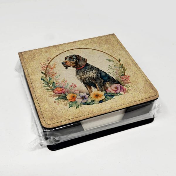 German Wirehaired Pointer and Flowers PU Leather Note Paper Holder Discount - Image 4
