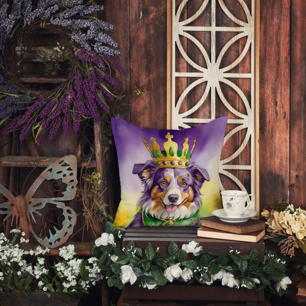 Australian Shepherd King of Mardi Gras Throw Pillow Online now - Image 3