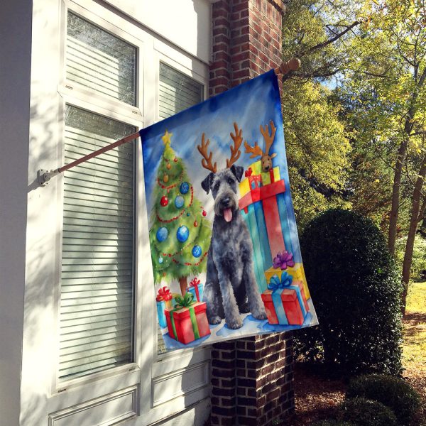 Kerry Blue Terrier Christmas Reindeer House Flag on Sale - Image 2