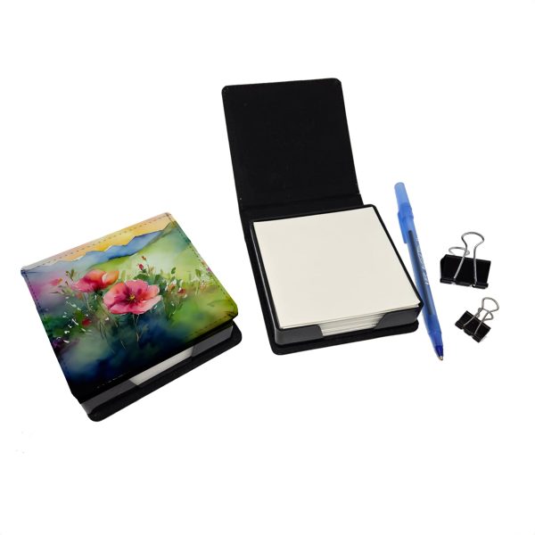 North Dakota Wild Prairie Roses in Watercolor PU Leather Note Paper Holder Fashion - Image 2