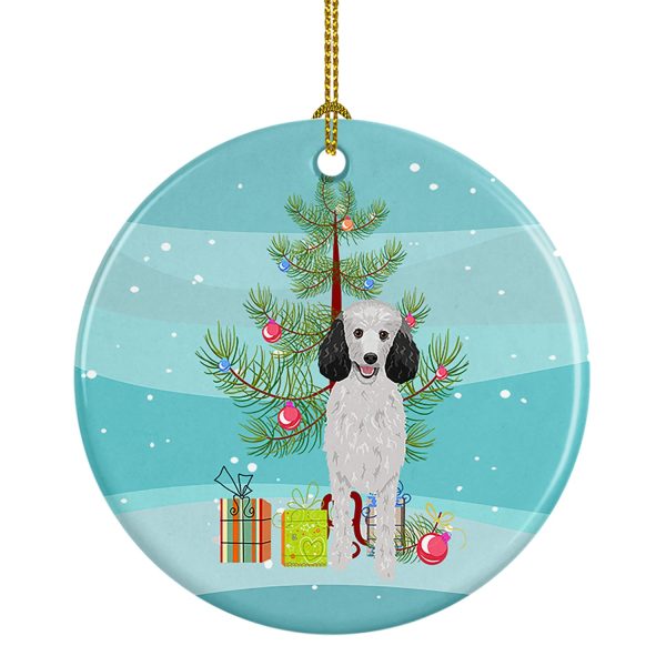 Poodle Standard Silver Christmas Ceramic Ornament Discount
