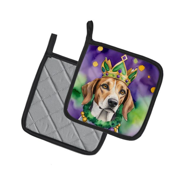 American Foxhound King of Mardi Gras Pair of Pot Holders Online now - Image 2
