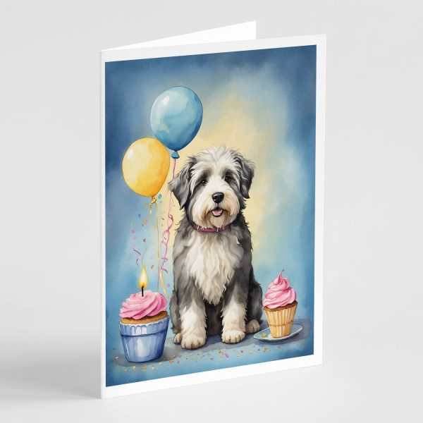 Old English Sheepdog Happy Birthday Greeting Cards Pack of 8 For Cheap