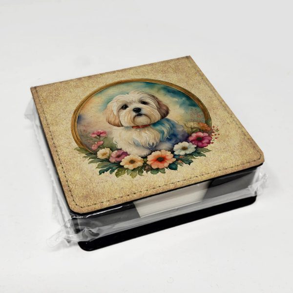 Coton De Tulear and Flowers PU Leather Note Paper Holder Hot on Sale - Image 4