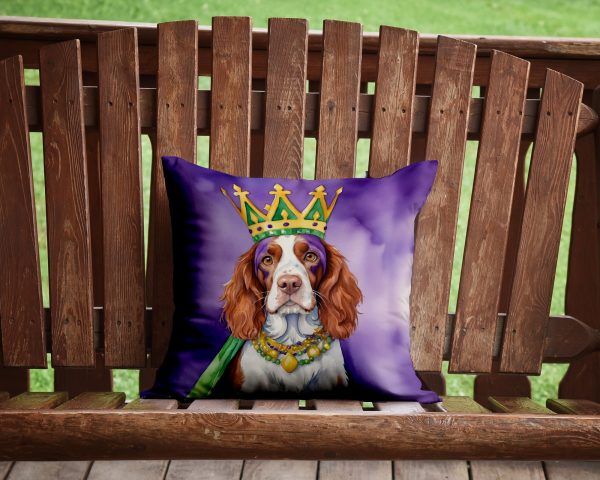 Welsh Springer Spaniel King of Mardi Gras Throw Pillow Online - Image 2